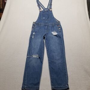 Forever 21 Size 26 Bib Overalls Blue Denim Distressed Boho Festival Beach